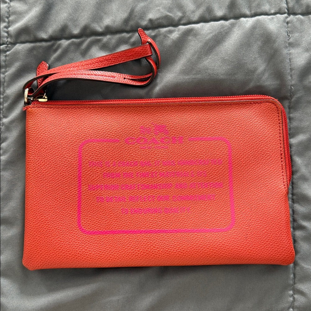 Coach Red Orange Wristlet Clutch